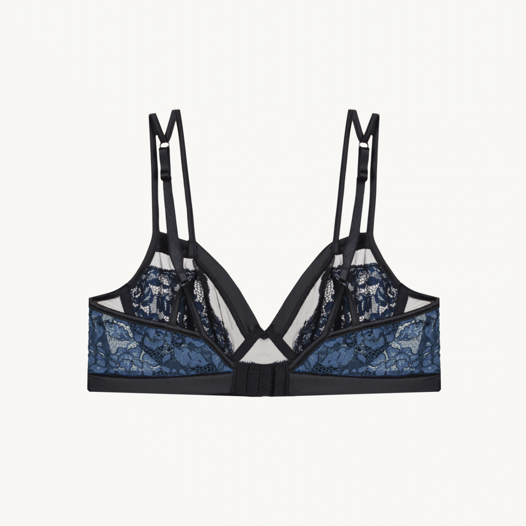 سوتین دانتل و حریر مدل Peony blue back