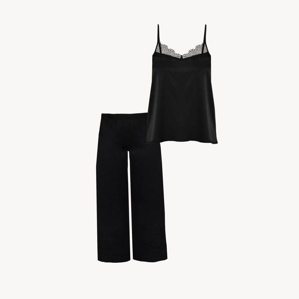 لباس خواب ساتن مدل Ferya black set