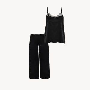 لباس خواب ساتن مدل Ferya black set