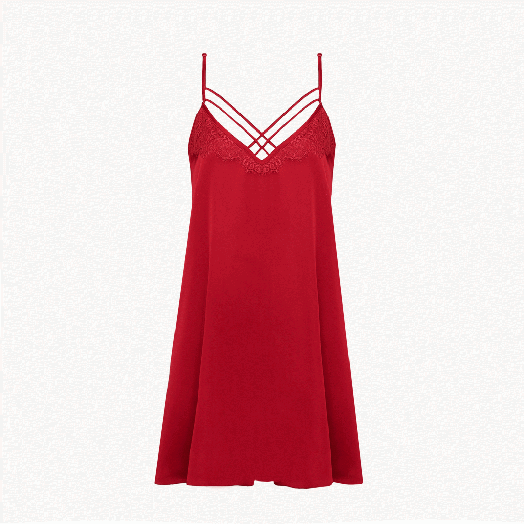 پیراهن خواب ساتن مدل Emi red