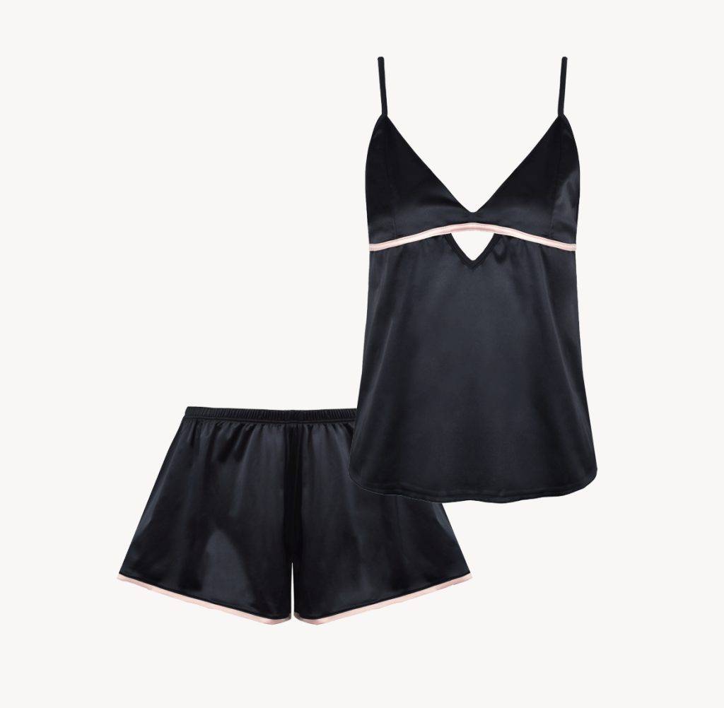 تاپ و شلوارک ساتن مدل Doris Black