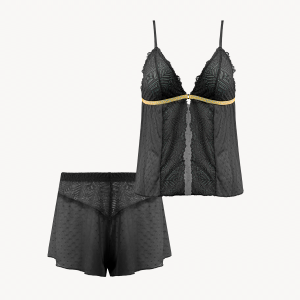 تاپ و شلوارک دانتل مدل Tida black